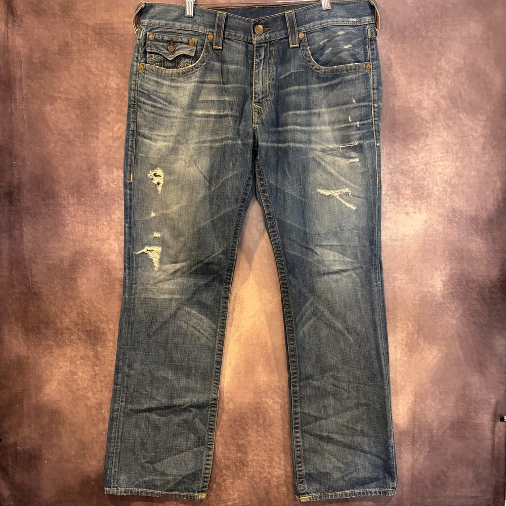 Vintage Y2K True Religion Ricky Straight Leg Men Size 38 Jeans USA Made